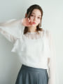 インナーキャミ付きフレアスリーブシアーブラウス