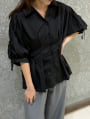 ウエストタック開襟ブラウス