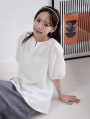 【aya223_bセレクト】ふくれジャガードペプラムブラウス