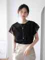 袖口チュールTシャツ