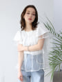 【aya223_bセレクト】チュールドッキングフリルTシャツ