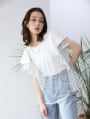 【aya223_bセレクト】チュールドッキングフリルTシャツ