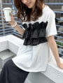 異素材フリルドッキングTシャツ