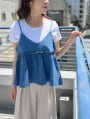 【2点セット】Tシャツ×デニムペプラムビスチェ