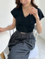 フロントツイスト半袖カットソー