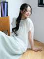【shieセレクト】【接触冷感】衿元ギャザーブラウス