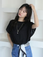 【shieセレクト】【接触冷感】衿元ギャザーブラウス