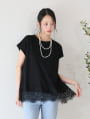 裾レースフレンチスリーブTシャツ