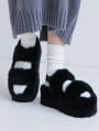 ふわふわファー厚底バックバンドサンダル