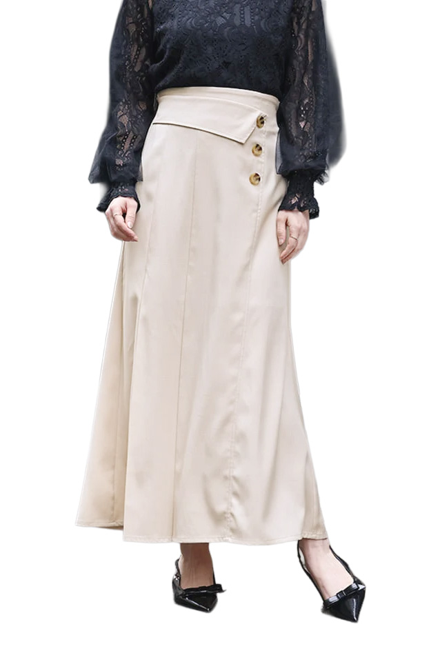 折り返しデザインロングスカート