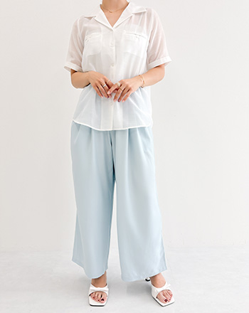 153cm着用感リラクシータックワイドパンツ